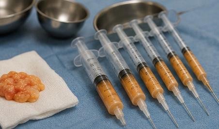 Prepared syringes of purified fat for facial grafting